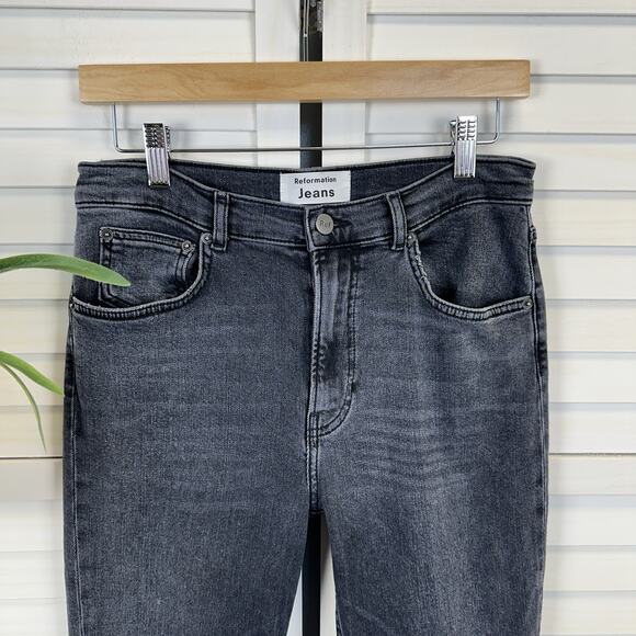 Reformation Jeans High and Skinny Crop Avalon Black Wash Pants Organic Size 28 - Picture 3 of 10